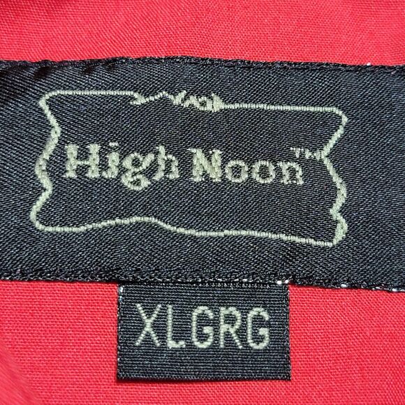 High Noon Full Pearl Snap LS Western Shirt Red w/ Embroidered Stars - Size XL - Picture 4 of 5